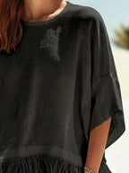 Fringed 3/4 Sleeve Blouse (6)