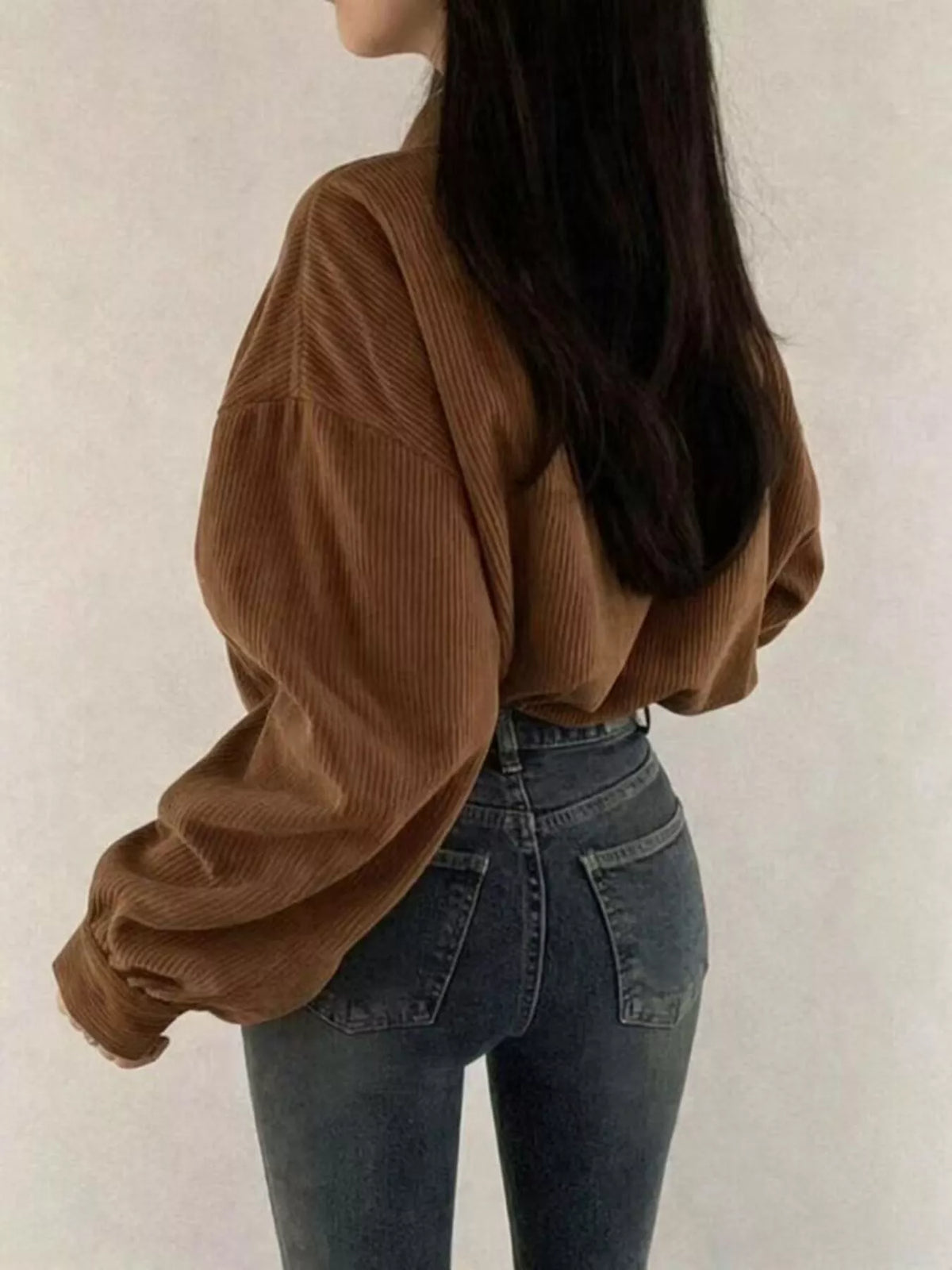 Corduroy Snap Down Cropped Jacket (12)