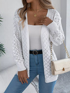 Openwork Open-front Long Sleeve Cardigan (17)