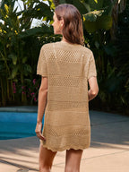 Openwork Round Neck Short Sleeve Cover-up (25)