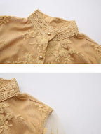 Lace Lantern Sleeve Belted Maxi Dress (2)