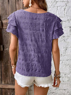 Round Neck Flounce Sleeve Blouse (22)