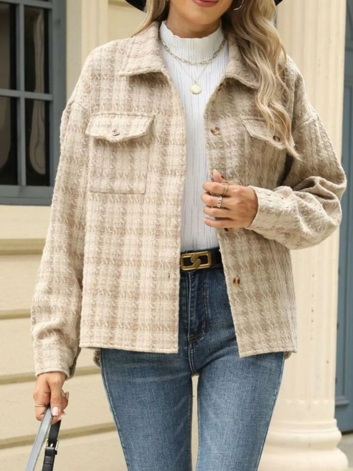 Plaid Button Up Long Sleeve Jacket (22)
