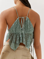 Lace Cropped Cami Flowy Hem (11)