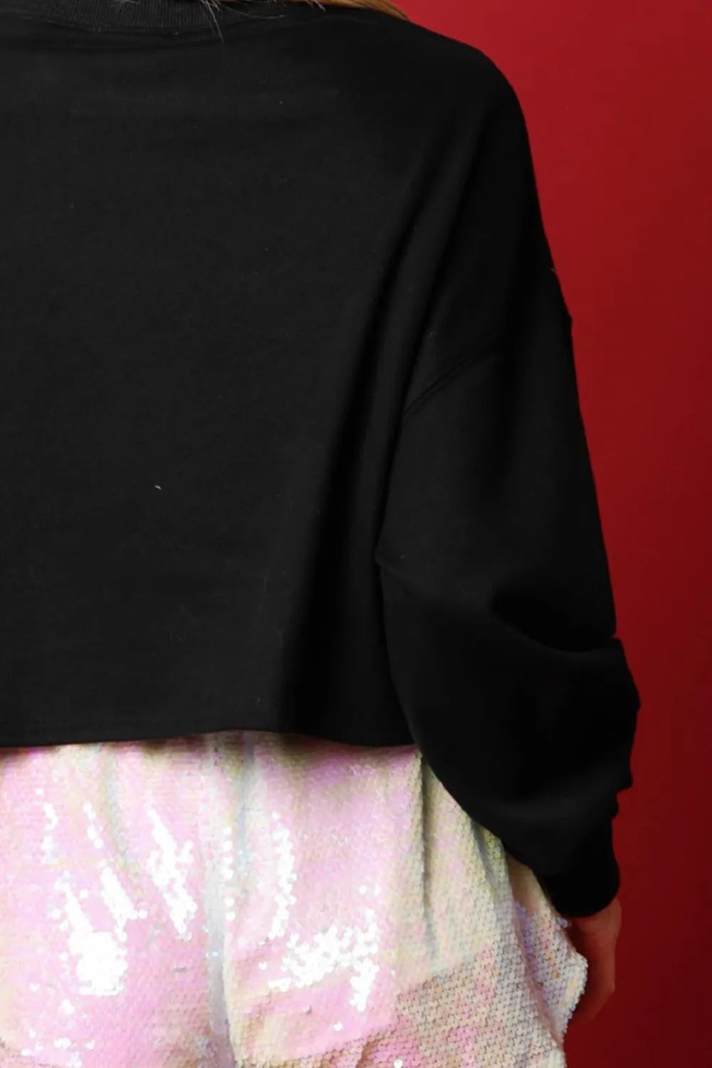 Sequin Round Neck Dropped Shoulder Sweatshirt (3)