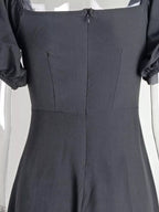 Puff Sleeve Tie Front Slit Midi Dress (11)