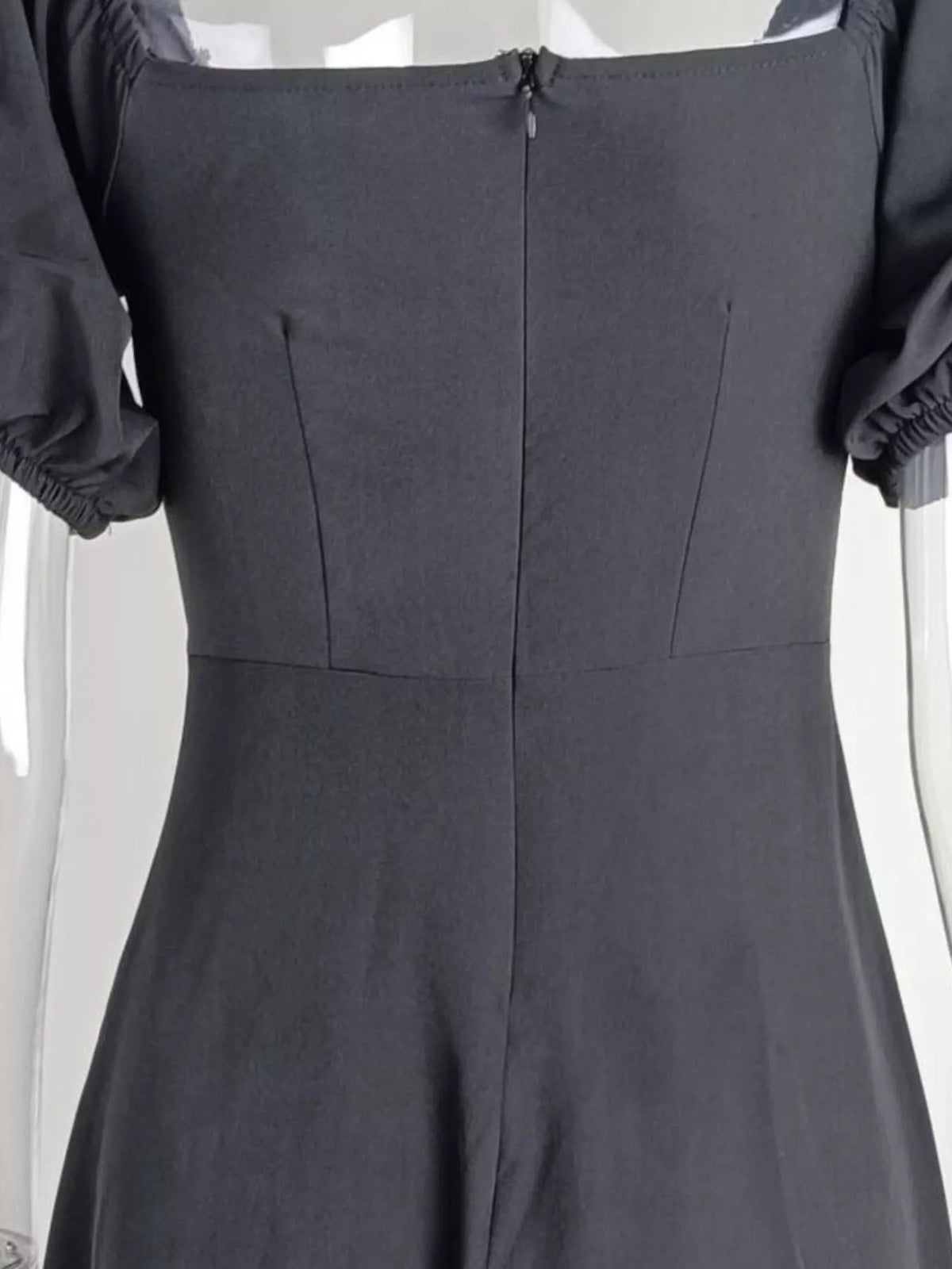 Puff Sleeve Tie Front Slit Midi Dress (11)