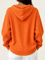 Full Size Waffle Knit Button Detail Hoodie Plus (32)