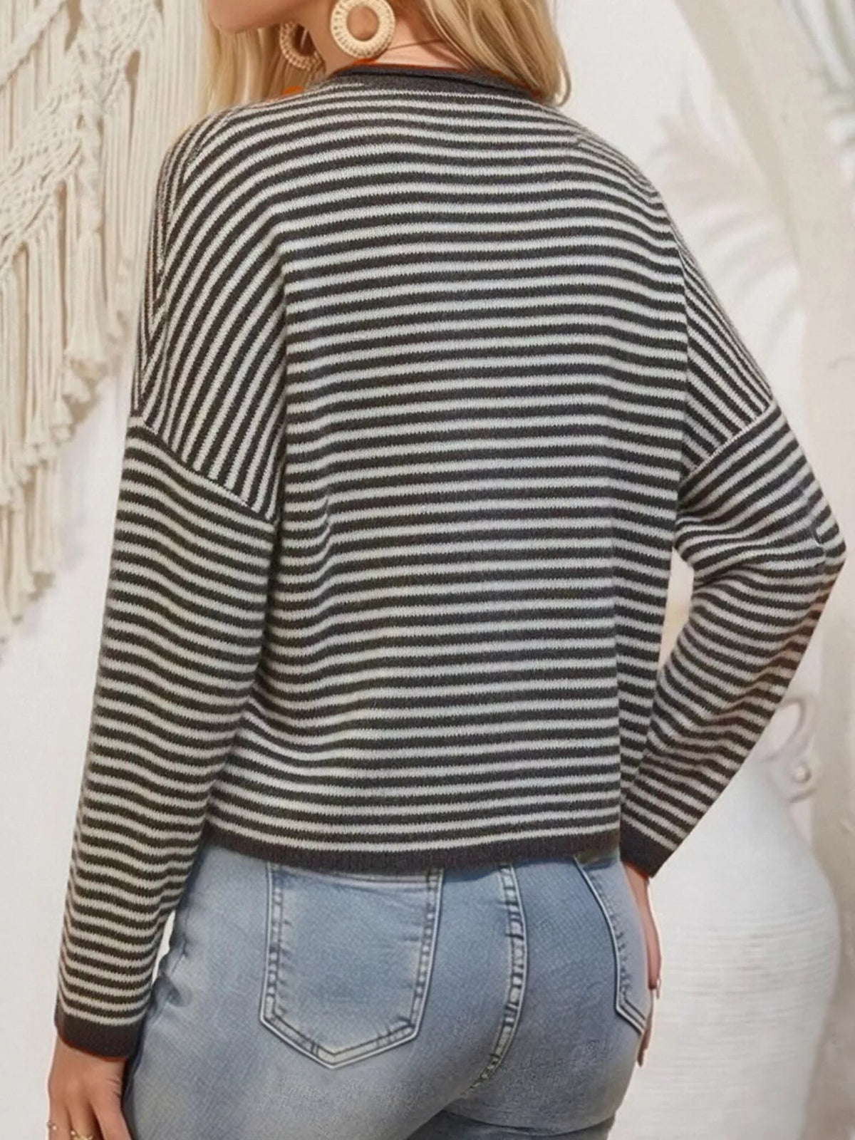 Button-down Striped Knit Cardigan (8)