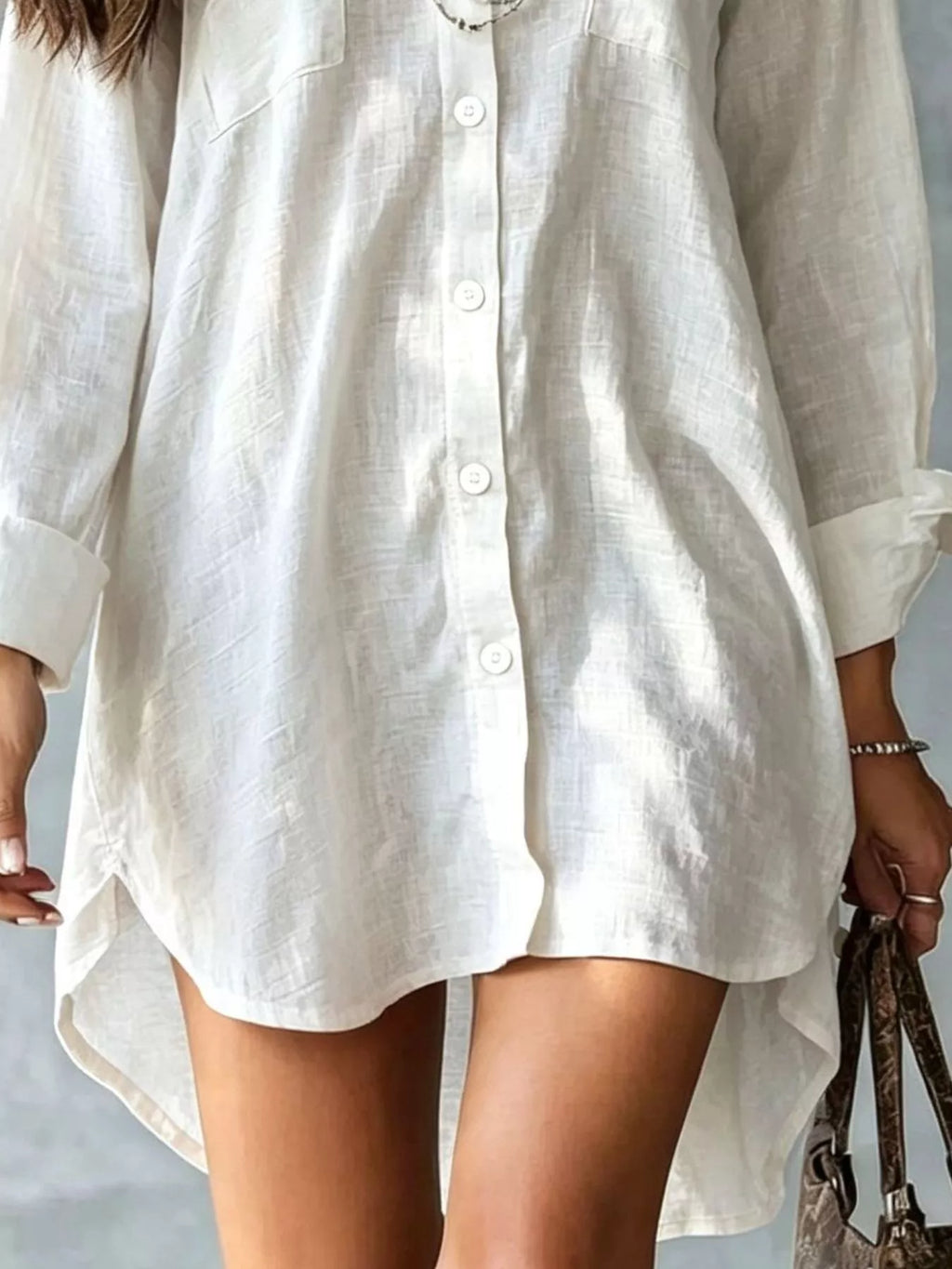 Casual Linen Shirt Dress Pockets (3)