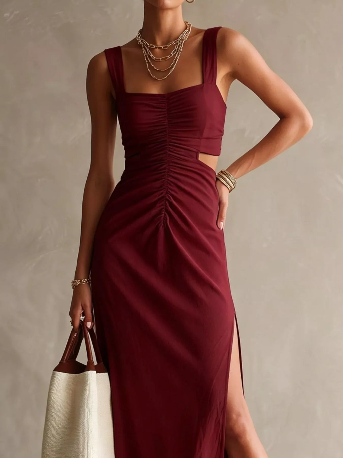 Ruched Cut-out Midi Dress (10)