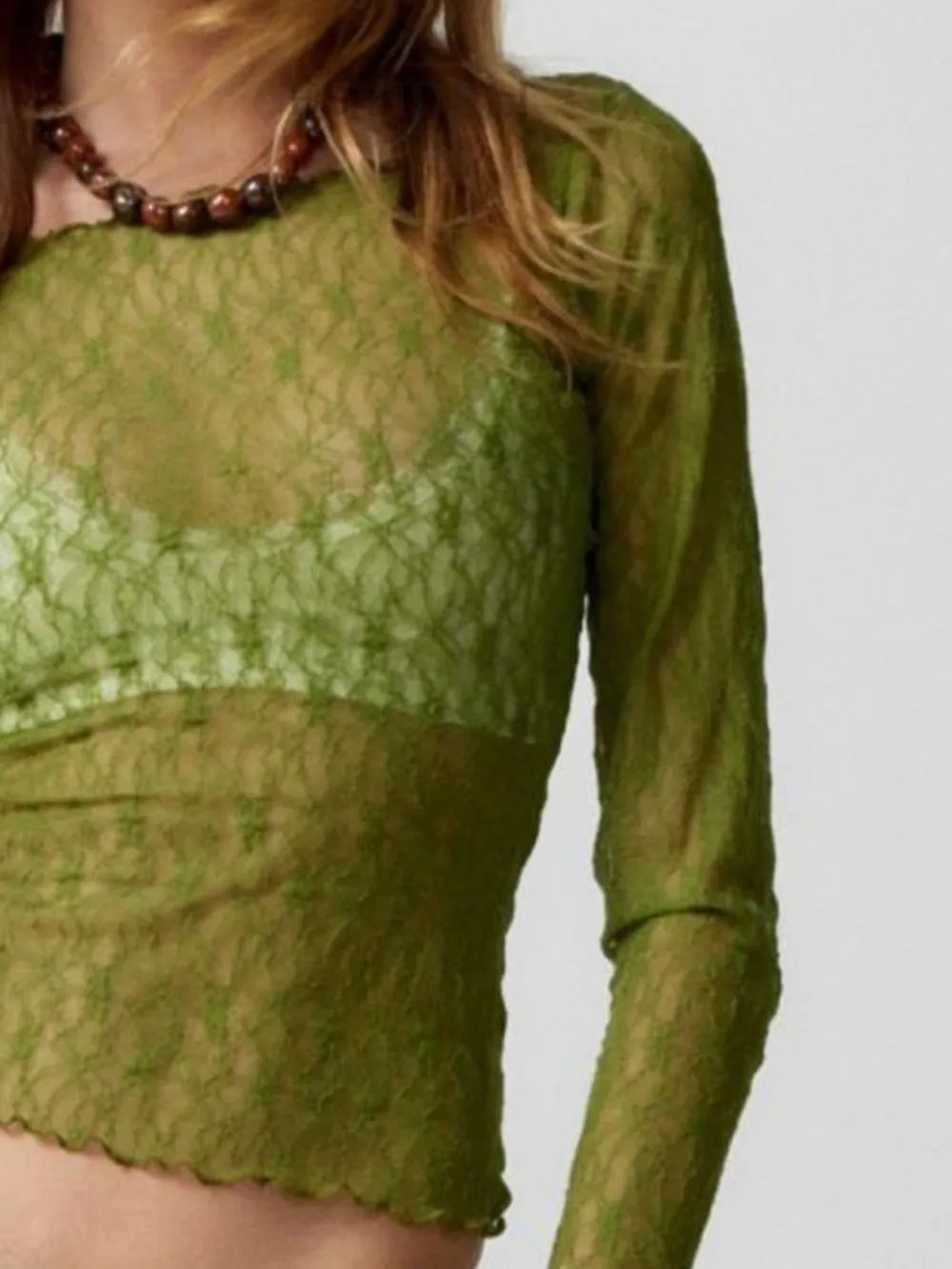 Lace Boat Neck Long Sleeve Blouse (12)