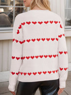 Heart Round Neck Long Sleeve Sweater (2)