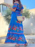 Floral Off Shoulder Ruffle Maxi Dress (22)