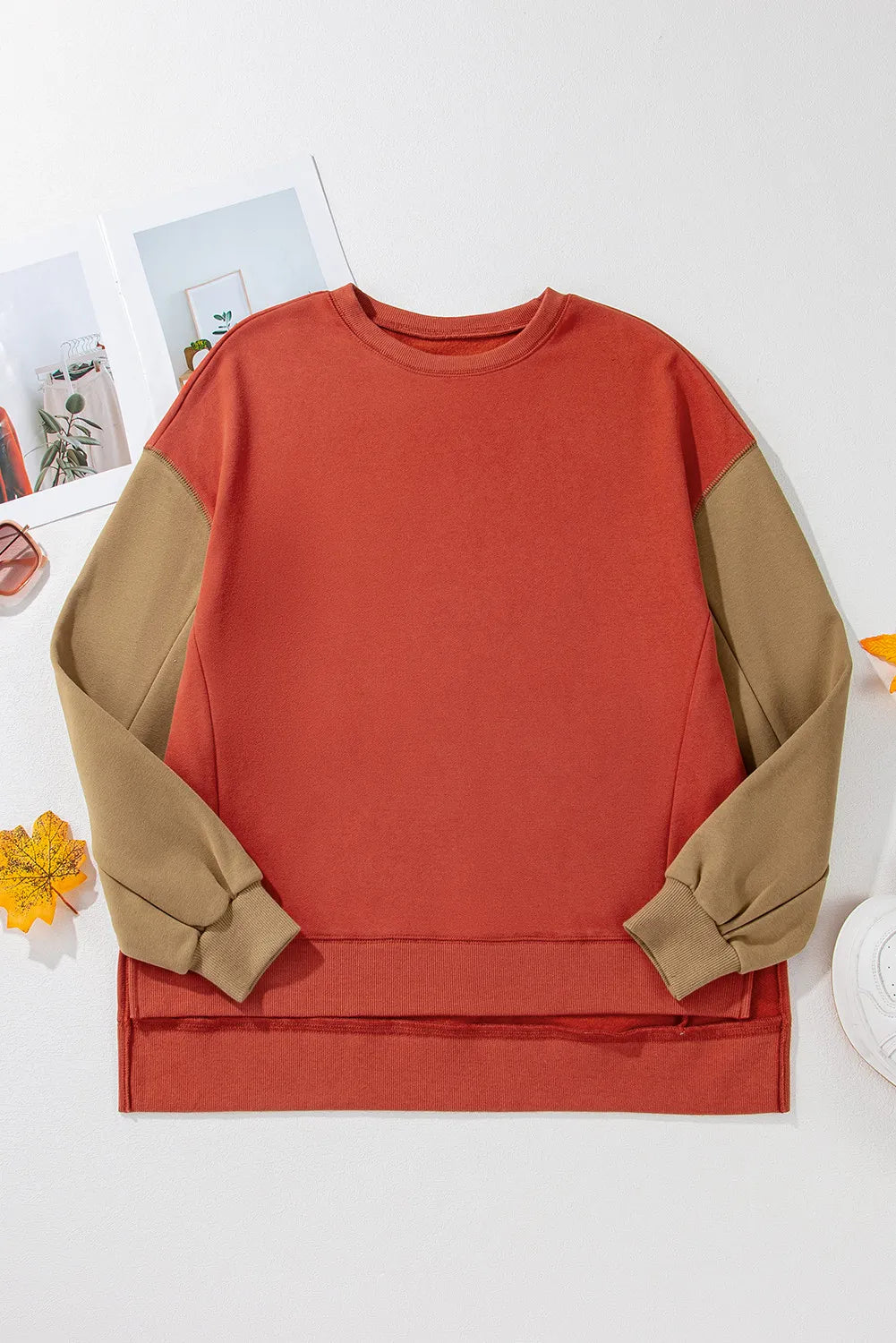 Contrast Round Neck Long Sleeve Sweatshirt (4)