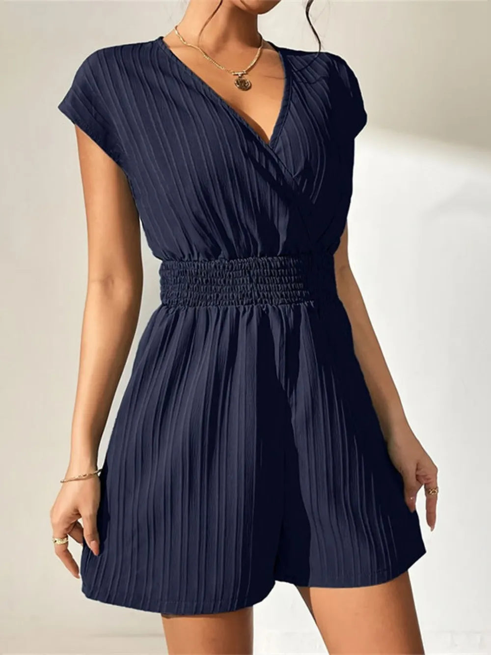 Tied Surplice Short Sleeve Romper (10)
