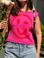 Smiley Round Neck Sweater Vest (20)