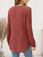 Ribbed Round Neck Long Sleeve T-shirt (2)