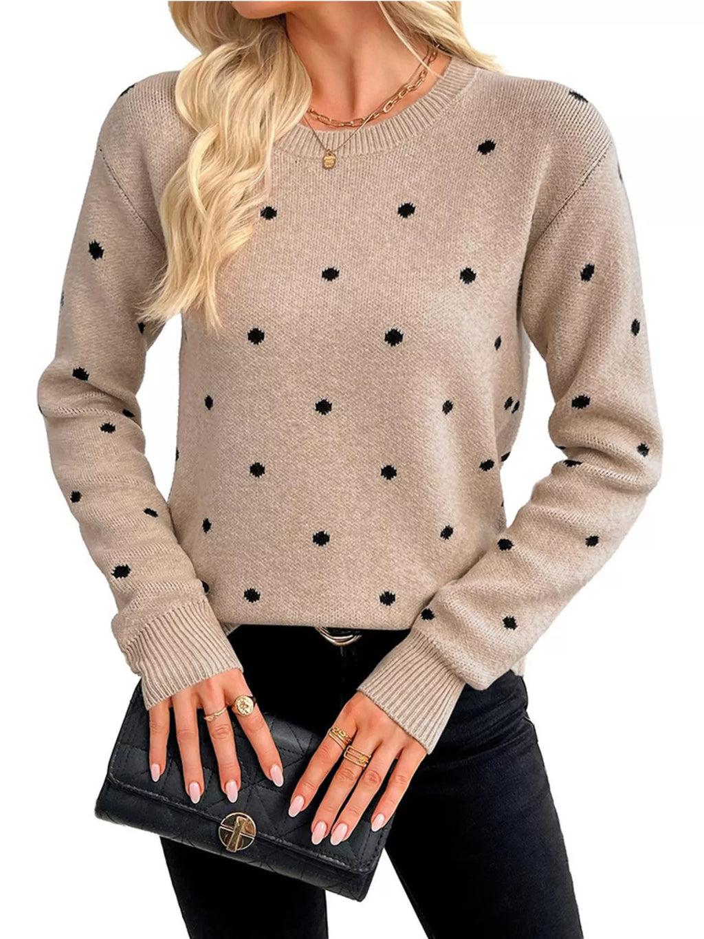 Polka Dot Crew Neck Sweater (2)