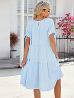 Tiered Round Neck Summer Dress (2)