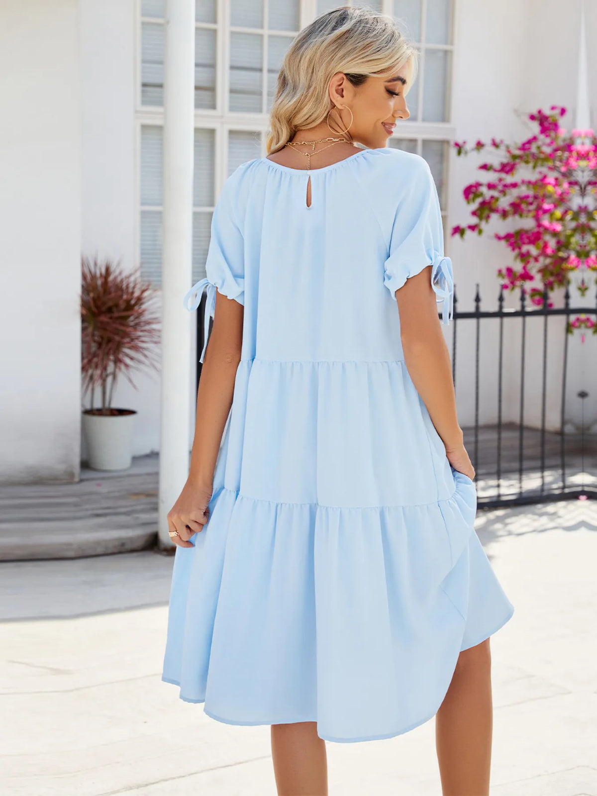 Tiered Round Neck Summer Dress (2)