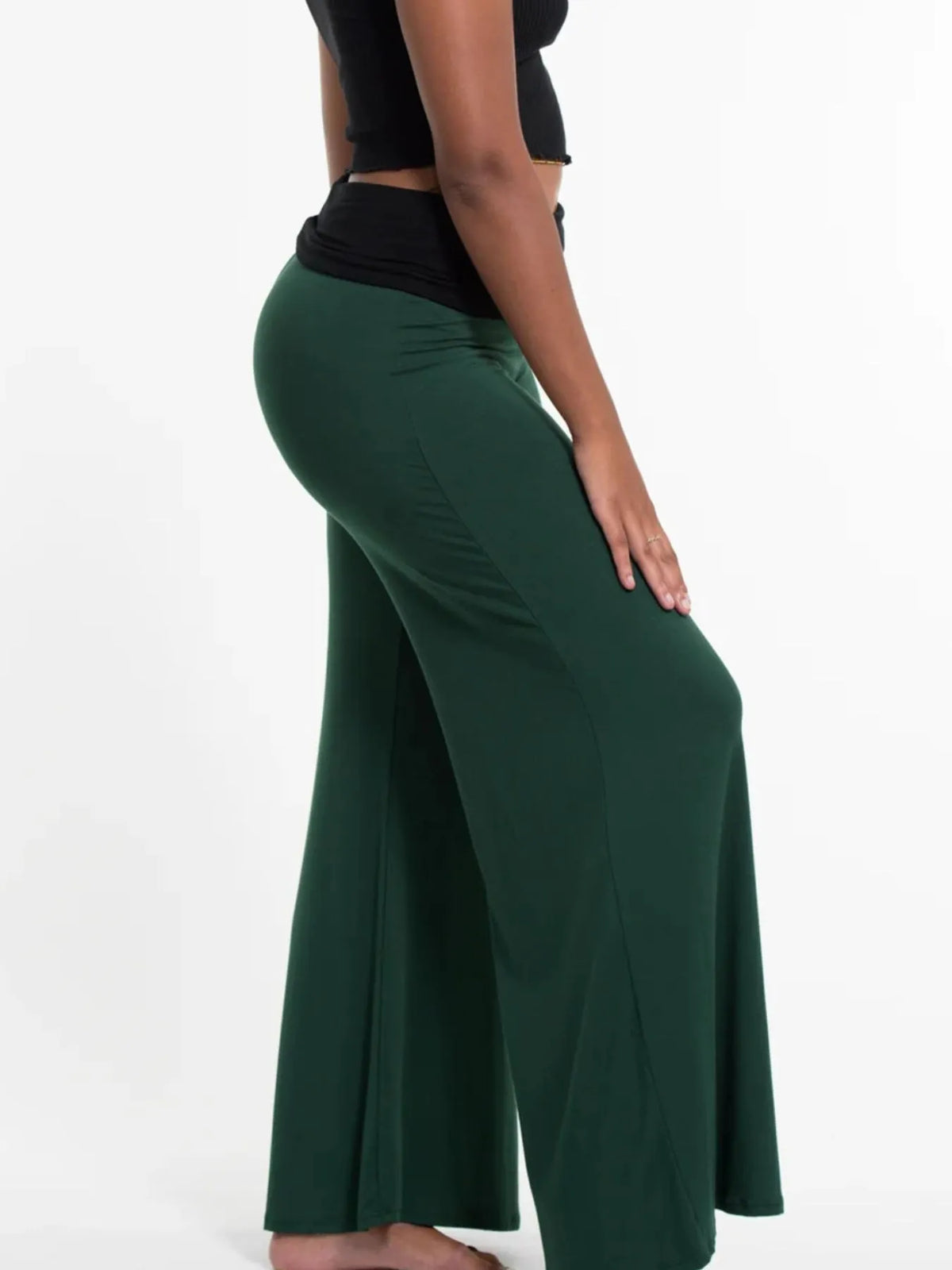 High Waisted Wide Leg Yoga Pants Contrast Waistband (8)