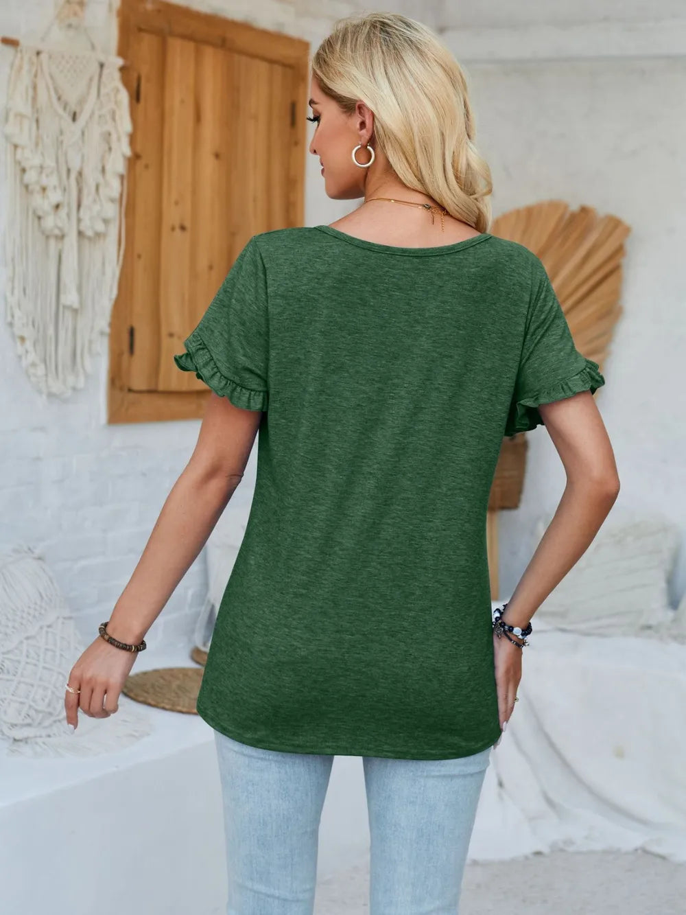 Frill Round Neck Petal Sleeve Blouse (21)