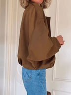 Zip Up Dropped Shoulder Suede Jacket (6)