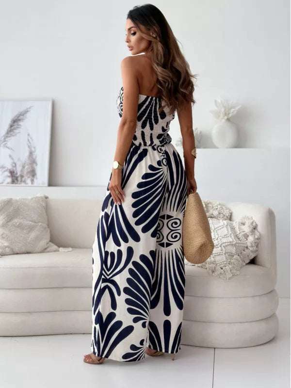 Printed Strapless Wide-leg Jumpsuit (2)