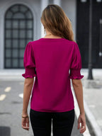 Notched Short Sleeve Blouse (12)