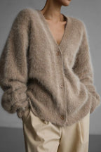 Fuzzy Button Down Long Sleeve Cardigan (3)