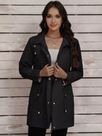 Drawstring Snap-down Trench Coat