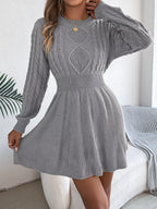 Cable Knit Long Sleeve Sweater Dress (16)
