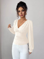 Pearl Embellished V-neck Blouse (12)