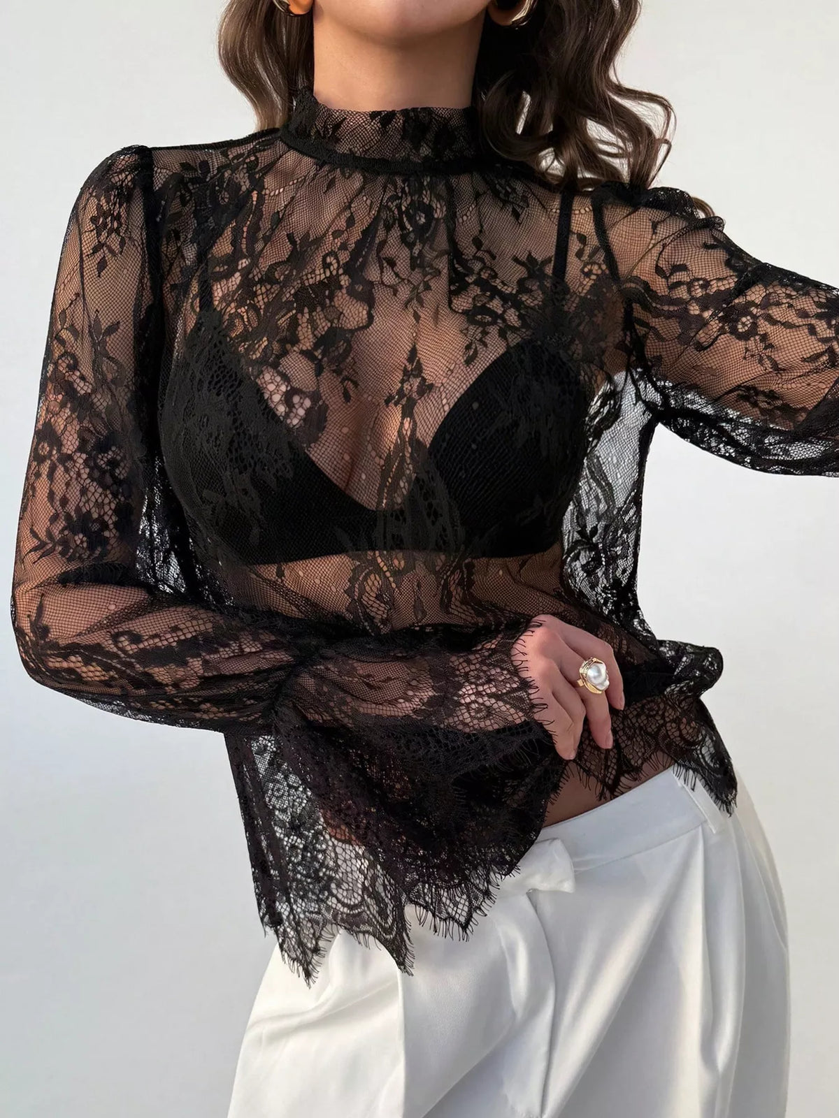 Lace Flounce Sleeve Top (3)