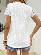 Crochet Lace Short Sleeve T-shirt (27)