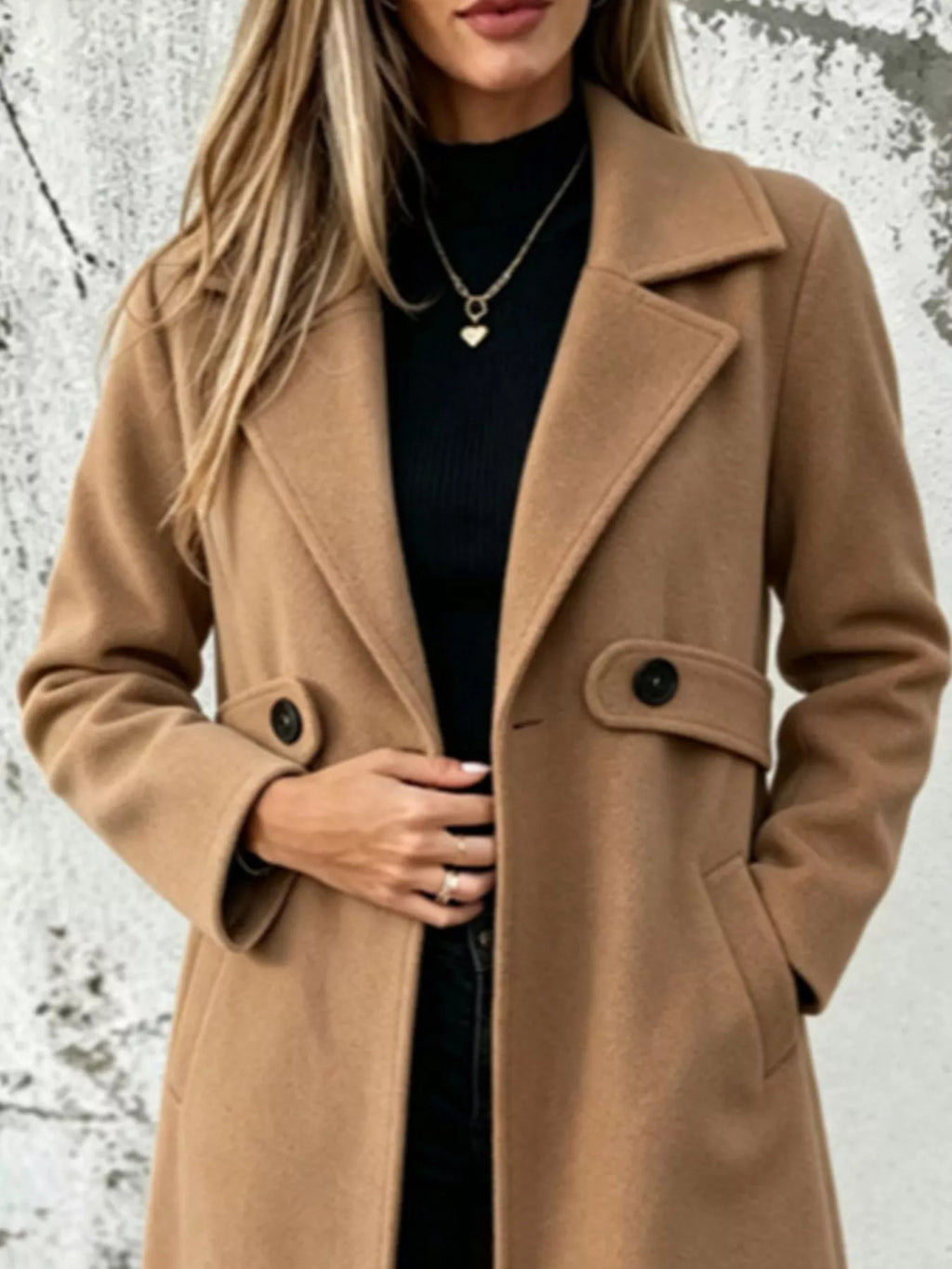 Full Size Lapel Collar Longline Overcoat Plus (12)