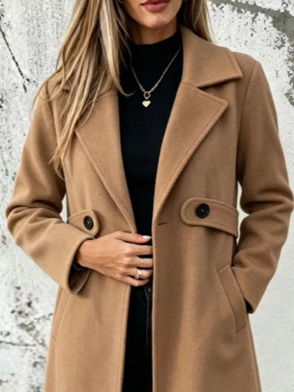 Full Size Lapel Collar Longline Overcoat Plus (12)