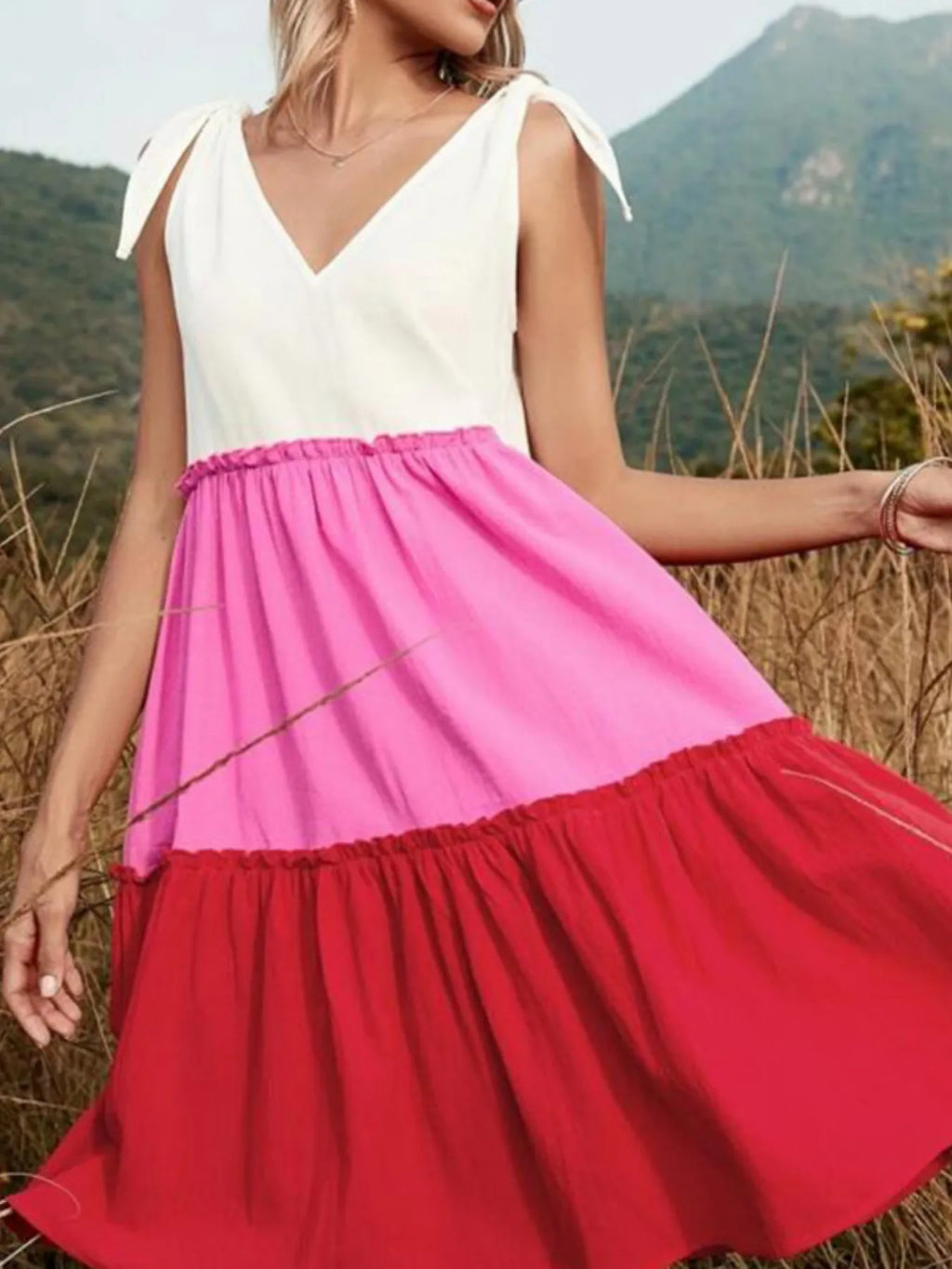 Colorblock Tiered Midi Tank Dress (4)