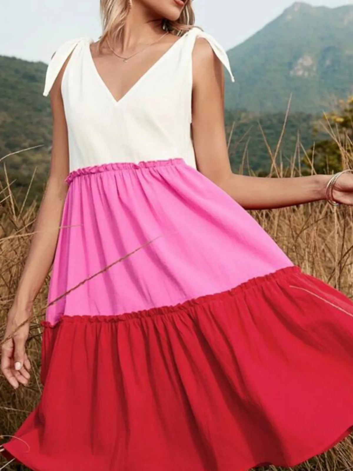 Colorblock Tiered Midi Tank Dress (4)