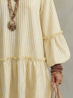 Full Size Striped Balloon Sleeve Mini Dress Plus (4)