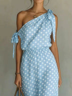 Full Size Polka Dot One-shoulder Maxi Dress Tie Details Plus (4)