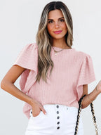 Round Neck Ruffle Sleeve Top (3)