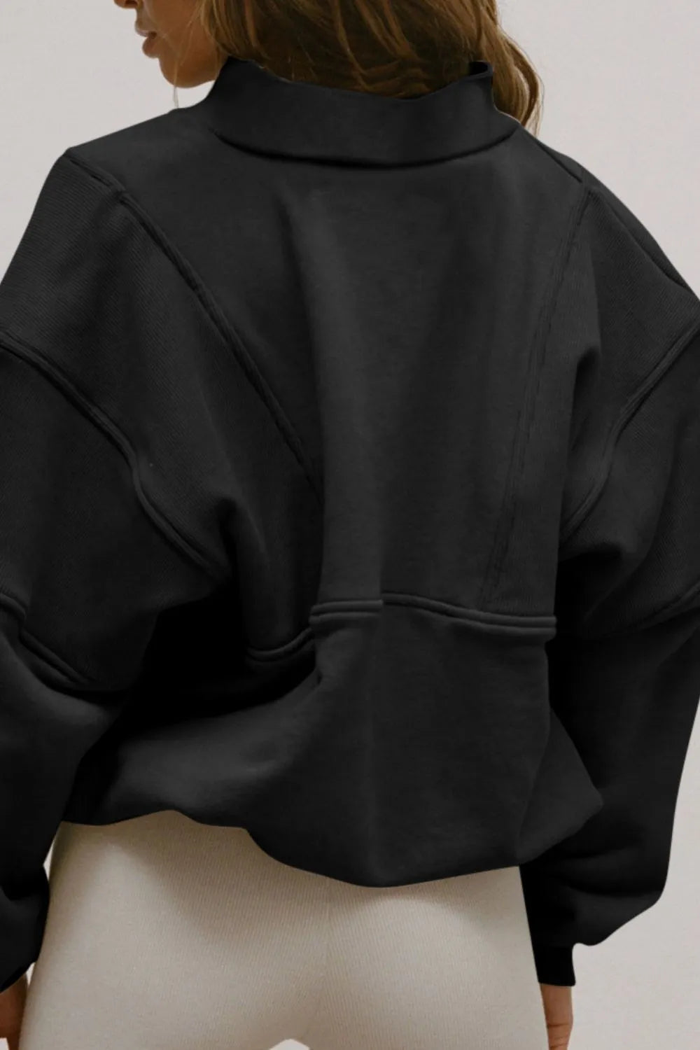 Half Zip Drop Shoulder Long Sleeve Sweatshirt (24)