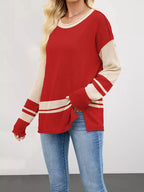 Striped Dropped Shoulder Sweater (3)