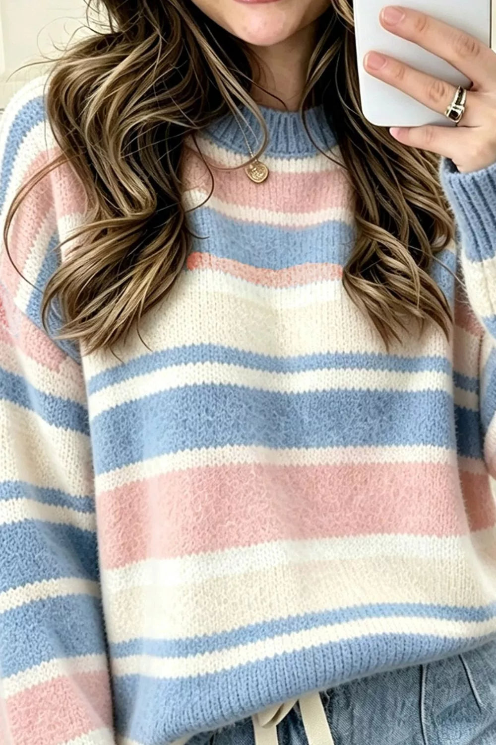 Striped Dropped Shoulder Sweater (6)
