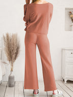 Long Sleeve Lounge Top Drawstring Pants Set (21)