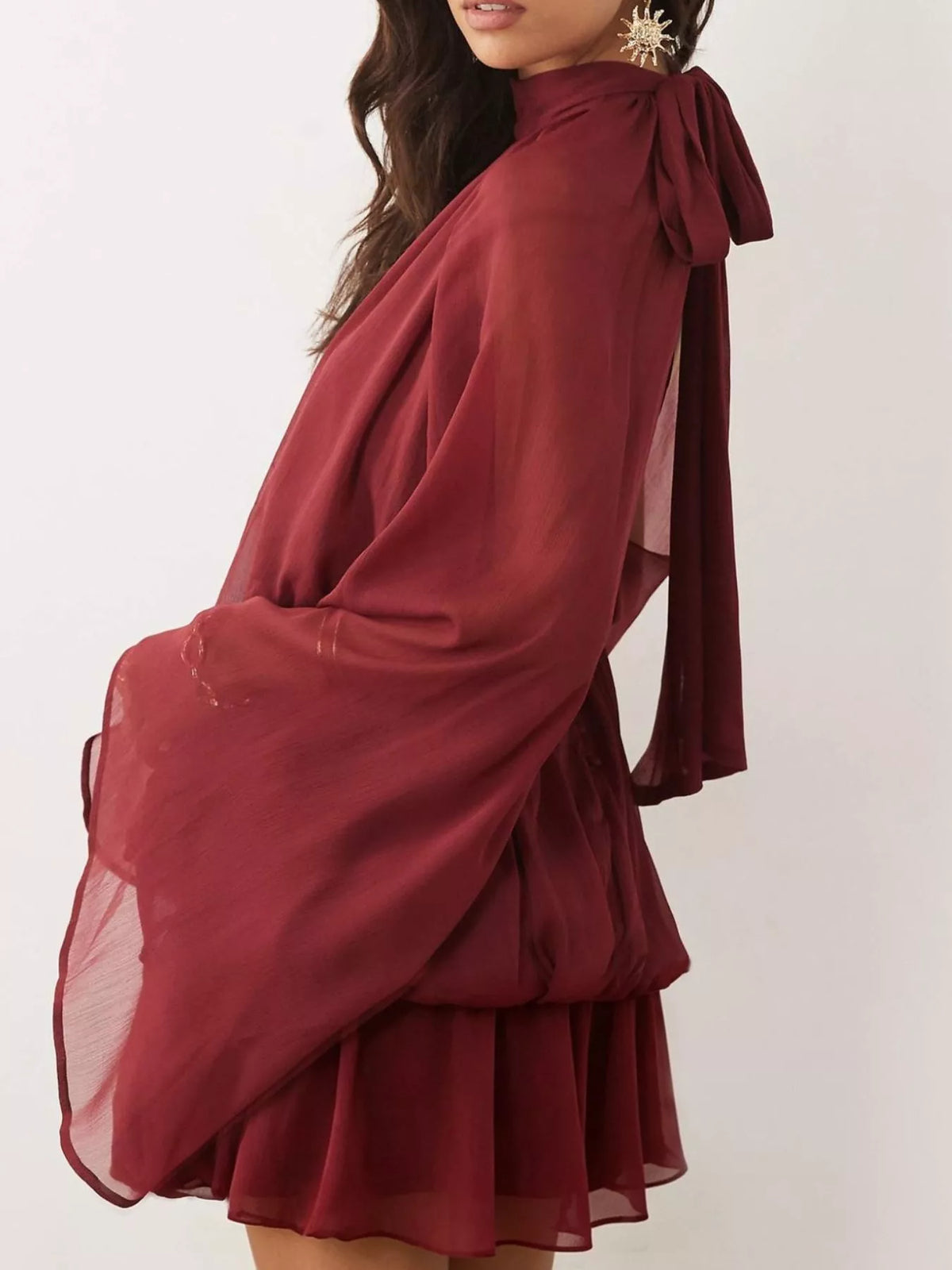 Tie Back Flare Sleeve Mini Dress (18)