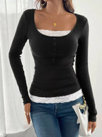 Lace Detail Long Sleeve T-shirt (3)