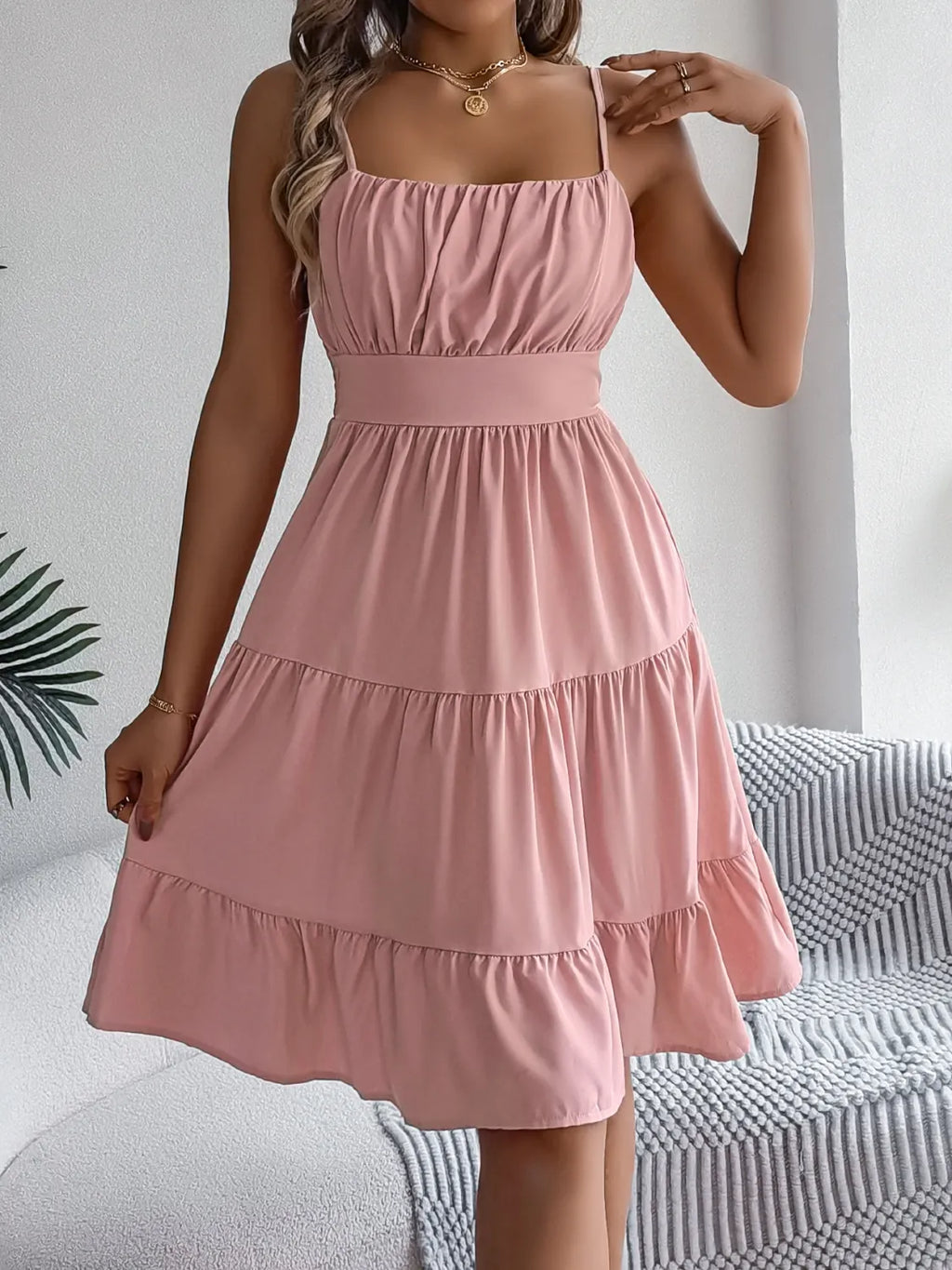 Smocked Back Tiered Cami Dress (5)